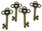 4 63mm Antique Bronze Three Loop Key Charms Metal Skeleton Keys